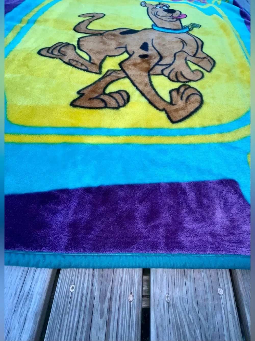 VINTAGE Y2K SCOOBY DOO LUX THROW BLANKET CARTOON NETWORK TEAL SOFT VGC